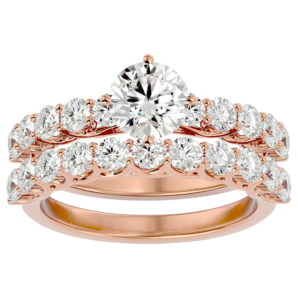 2 1/2 Carat Moissanite Bridal Set In 14 Karat Rose Gold